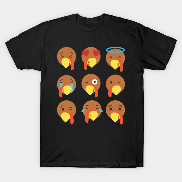 Turkey Emojis For Thanksgiving Day T-Shirt by BUBLTEES